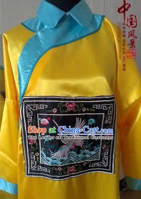 Qing Dynasty Men Costume Official Clothes Imperial Palace Royal Family Member Chieftain Clothing and Hat Yellow