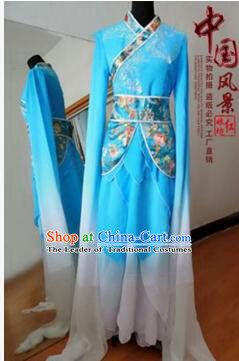 Chinese Traditional Costume Empresses in the Palace Water Sleeves Qi Xian nv Dancing Clothes Jing Hong Wu Blue