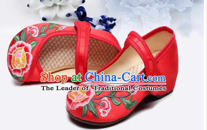 Traditional Chinese Folk Dance Shoes, Children Embroidered Shoes, Chinese Embroidery Fabric Shoes for Kids