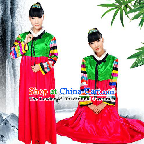 Traditional Chinese Korean Nationality Dancing Costume, Koreans Female Folk Dance Ethnic Dress, Chinese Minority Nationality Costume for Women