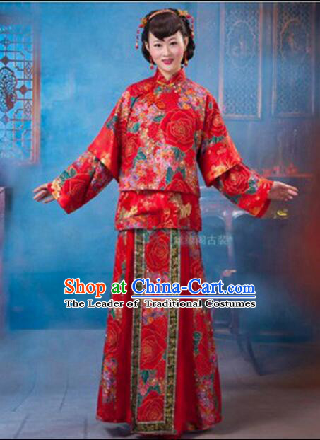 Chinese Wedding Dress Bride Full Attire Traditional Costumes Ancient Women Dress Complete Set