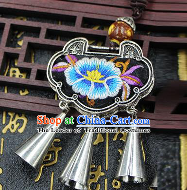 Traditional Chinese Miao Nationality Necklace, Hmong Folk Wedding Embroidery Sweater Chain, Chinese Minority Nationality Jewelry Accessories for Women