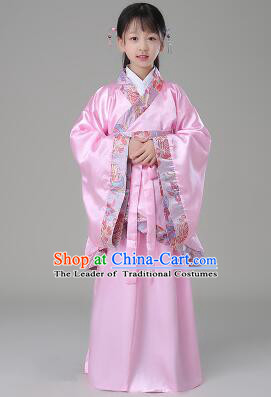 Traditional Chinese Dress Girls Han Fu Han Dynasty Clothes RuQun Children Kid Stage Show Ceremonial Costumes Pink