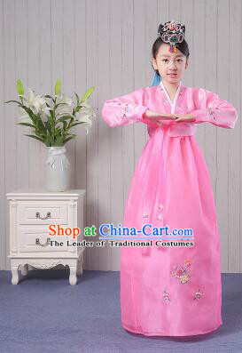 Korean Traditional Costumes Girl Dress Stage Show Dancing Clothes Pink
