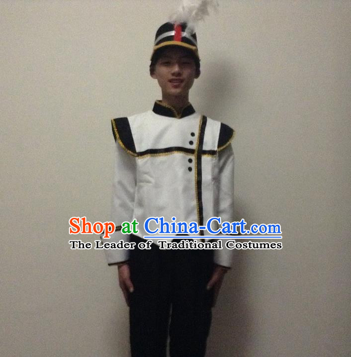 Traditional Modern Military Costume, Children Opening Flag Raiser Ceremony Costume, Modern Military Band Clothing for Students