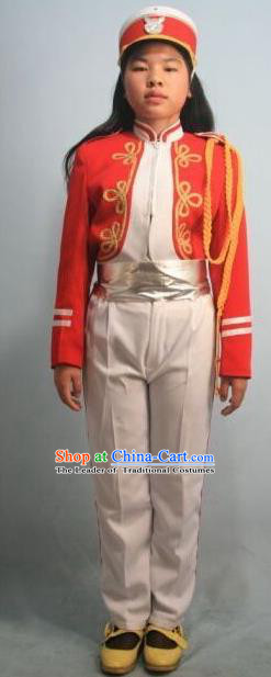 Traditional Modern Military Costume, Children Opening Flag Raiser Ceremony Costume, Modern Military Band Clothing for Students