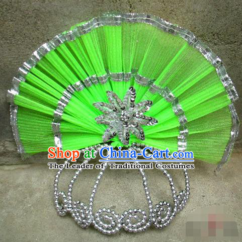 Traditional Chinese Yangge Fan Dancing Headwear, Folk Dance Yangko Hair Accessories For Women