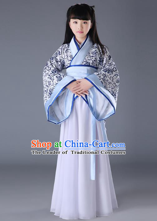 Traditional Chinese Acient Hanfu Costume, Chinese Ancient Han Dynasty Dance Costume for Kids
