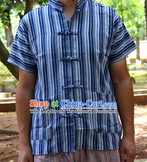 Traditional Asian Thai Male T-shirt, Thai Clothes Signature Cotton Shirt for Men