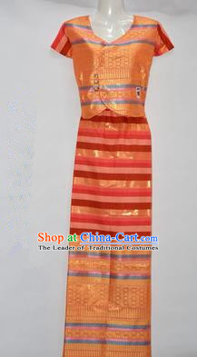 Traditional Asian Thai Dance Costume Complete Set, Chinese Dai Nationality Clothing for Women