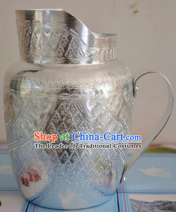 Traditional Asian Thai Palace decoration Ornaments Handicrafts, Thai Silver Kettle Hip Flask Jug