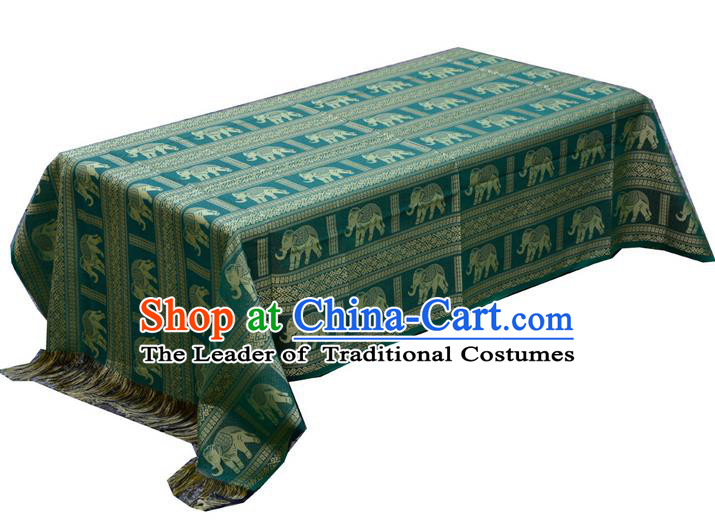 Traditional Asian Thai Palace decoration Ornaments Silk Elephant Table Cloth, Thai High Grade Silk Table Flag Table Cover