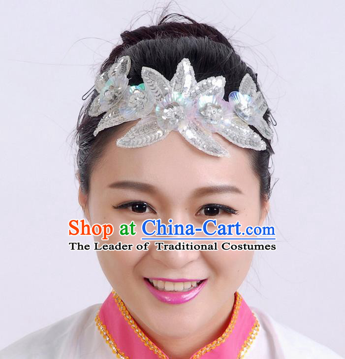 Traditional Chinese Yangge Hair Accessories, Fan Dancing Headwear, Folk Dance Yangko Peacock Dance Headdress, Stage Accessories Minimum Purchase 10