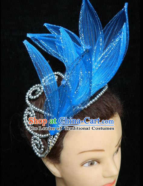 Traditional Chinese Yangge Hair Accessories, Fan Dancing Headwear, Folk Dance Yangko Peacock Dance Headdress, Stage Accessories