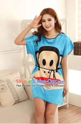 Night Gown Women Sexy Skirt Night Suit Nighty Bedgown Blue