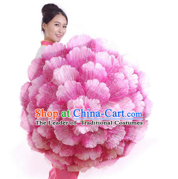 Traditional Chinese Handmade Umbrellas Folk Dance Stage Props Umbrellas Yangge Dance Peony Umbrella