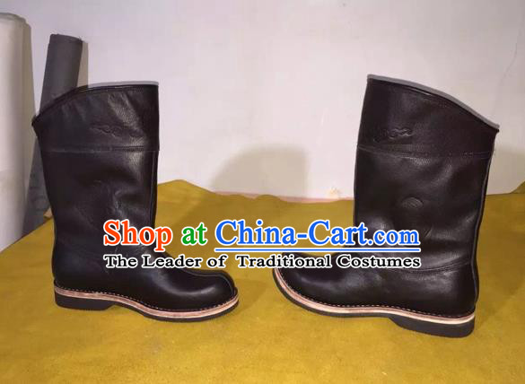 Traditional Chinese Minority Mongol Nationality Ethnic Minorities Mongolian Dance Cowhide Boots Mongolian Knee Boots Jockey Boots Tanks Boots for Men