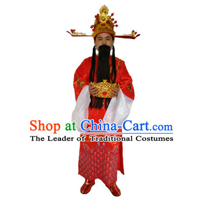 Ancient Chinese God Of Wealth Costume Accessories Set Cai Shen New Year Celebration Clothing Caishen Dress For Men
