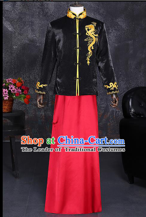 Ancient Chinese Costume Chinese Style Wedding Dress Ancient Long Dragon Flown Groom Toast Clothing Mandarin Jacket For Men