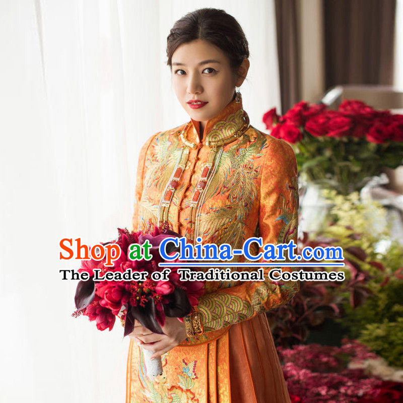 Ancient Chinese Costume, Xiuhe Suits Traditional Wedding Dress, Red Ancient Women Longfeng Dragon And Phoenix Flown, Bride Toast Cheongsam