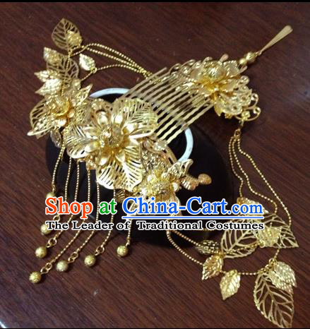 Chinese Ancient Style Hair Jewelry Accessories, Hairpins, Hanfu Xiuhe Suits Wedding Bride Headwear, Headdress, Imperial Empress Handmade Phoenix Hair Fascinators Set for Women