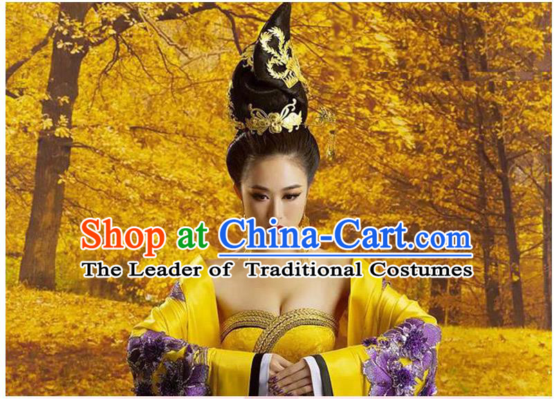 Ancient Chinese Palace Empress Costumes Complete Set, Tang Dynasty Ancient Palace Phoenix Wedding Dress For Women
