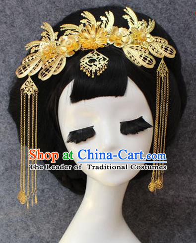 Chinese Ancient Style Hair Jewelry Accessories, Hairpins, Hanfu Xiuhe Suits Wedding Bride Imperial Empress Handmade Phoenix for Women