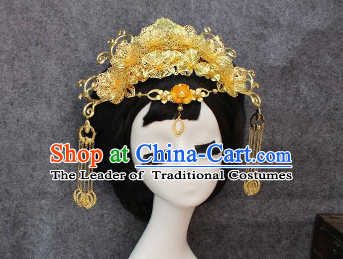 Chinese Ancient Style Hair Jewelry Accessories, Hairpins, Hanfu Xiuhe Suit Wedding Bride Phoenix Coronet, Hair Accessories for Women