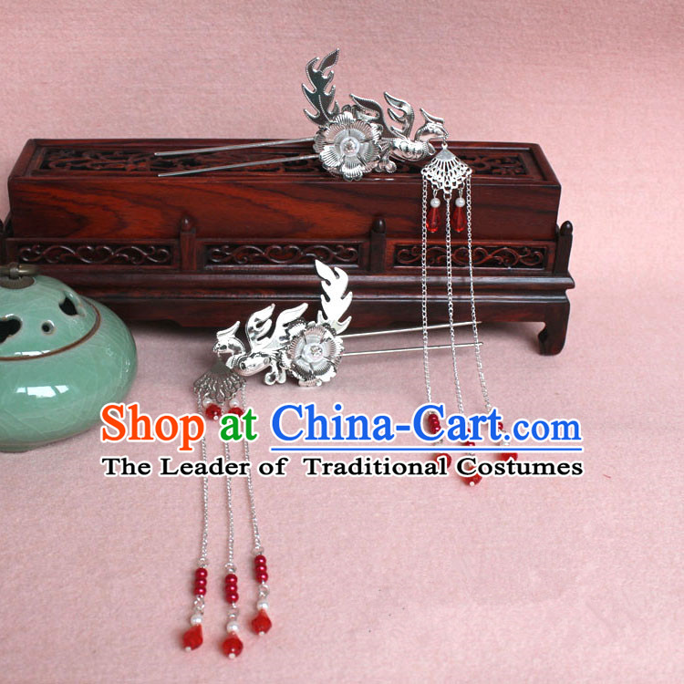 Chinese Ancient Style Hair Jewelry Accessories, Hairpins, Han Dynasty Princess Hanfu Xiuhe Suit Wedding Bride Phoenix Coronet, Hair Accessories for Women