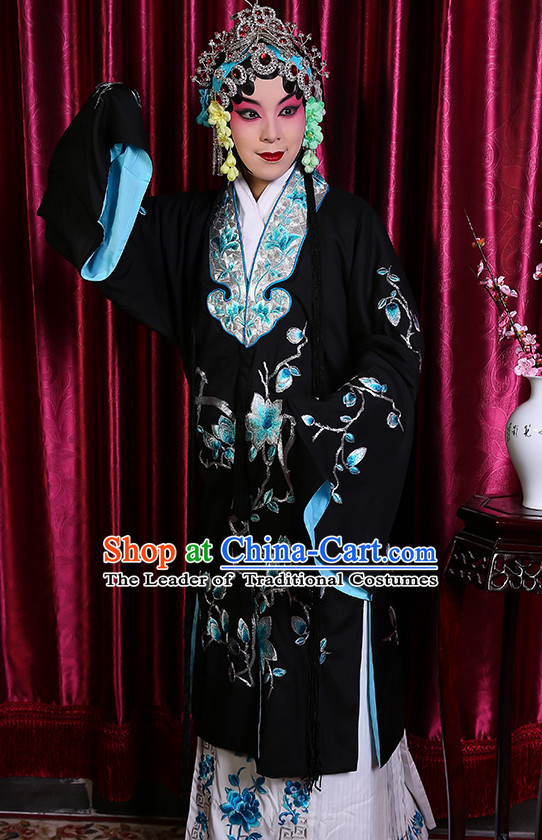 Black Chinese Classical Beijing Opera Peking Opera Hua Dan Costumes Embroidered Robe