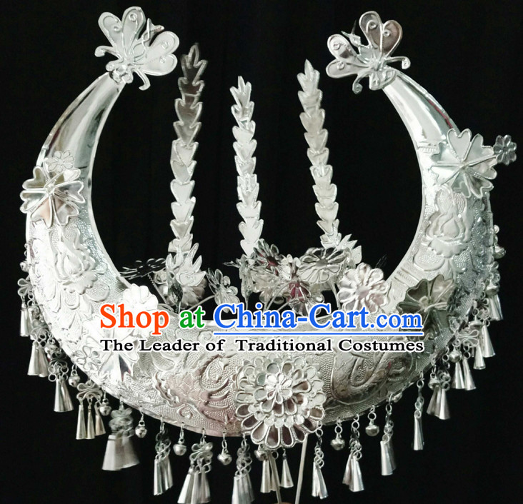 Traditional Chinese Miao Princess Empress Queen Brides Wedding Headpieces Hair Fascinators Jewelry Decorations Hairpins Phoenix Crown Coronet