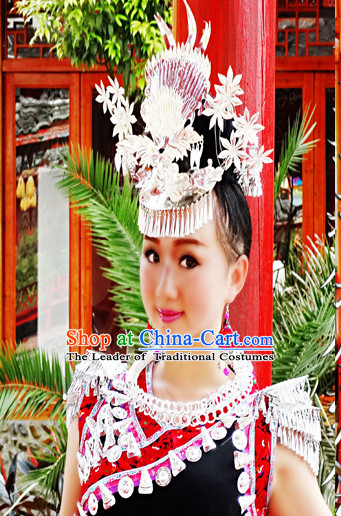 Chinese Miao Tribe Headwear Silver Hat