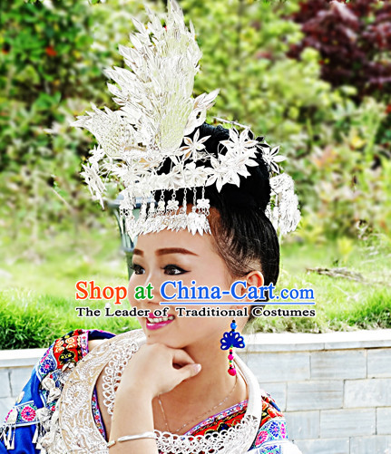 Chinese Princess Miao Tribe Headwear Silver Hat