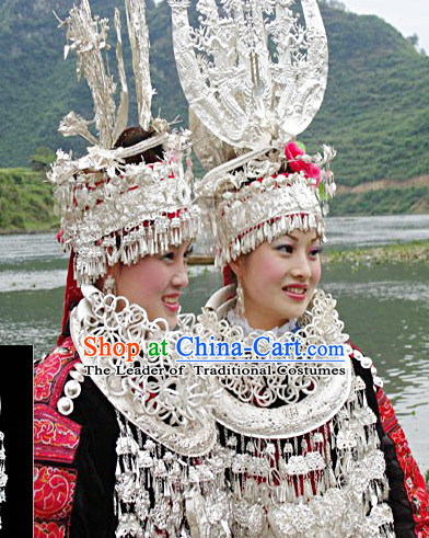 Chinese Princess Miao Tribe Headwear Silver Hat Phoenix Headwear