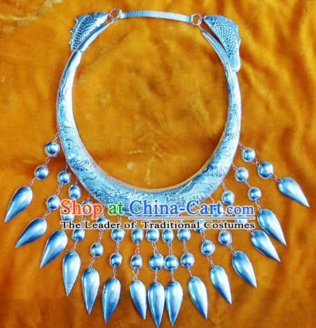 Chinese Princess Miao Tribe Silver Necklace