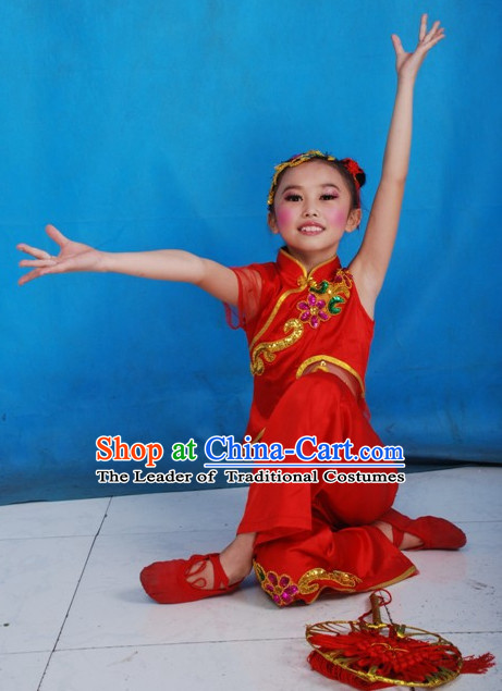 Traditional Chinese Han Ethnic Dance Costume Complete Set for Children