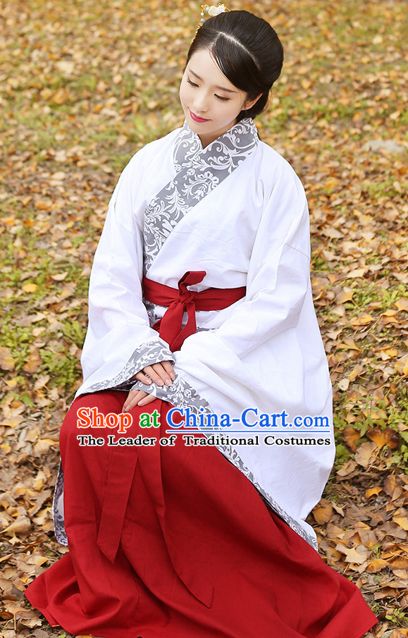 Ancient Chinese Hanfu Clothing and Headpieces Complete Set for Women