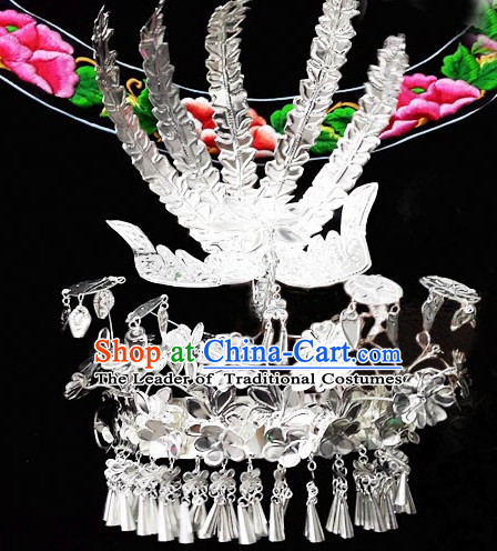 Chinese Princess Miao Tribe Headwear Silver Hat Phoenix Headwear