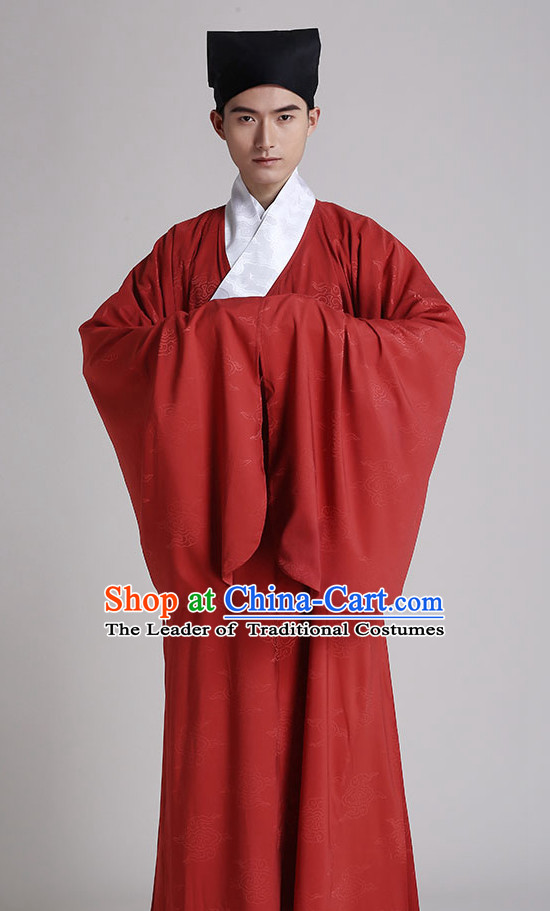Chinese National Costumes Kimono Dress Clothing and Hat Complete Set for Men