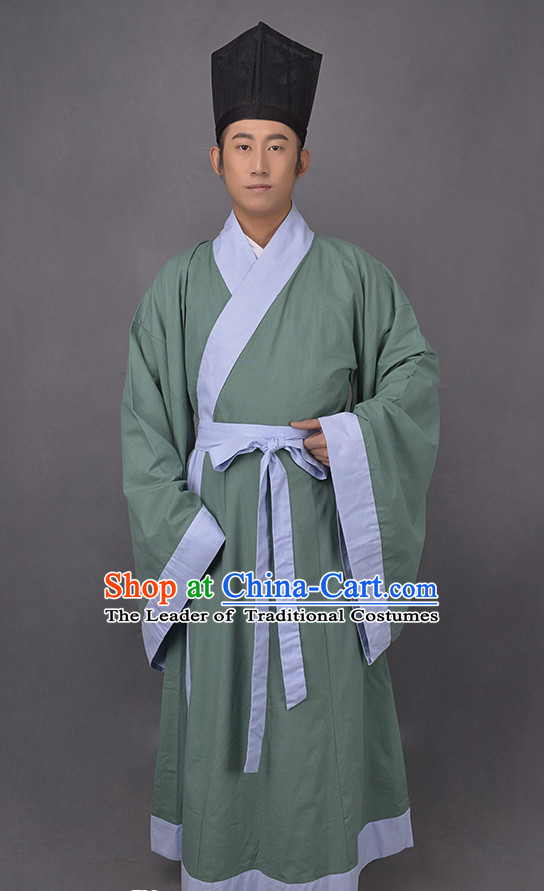 Chinese Style Dresses Kimono Dress Han Dynasty Outfit and Hat Complete Set for Men