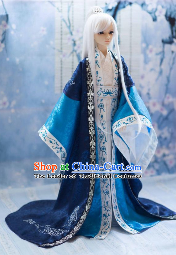 Ancient Chinese Style Dresses Clothing Clothes Han Chinese Costume Hanfu and Hair Jewelry Complete Set for Men Adults Children