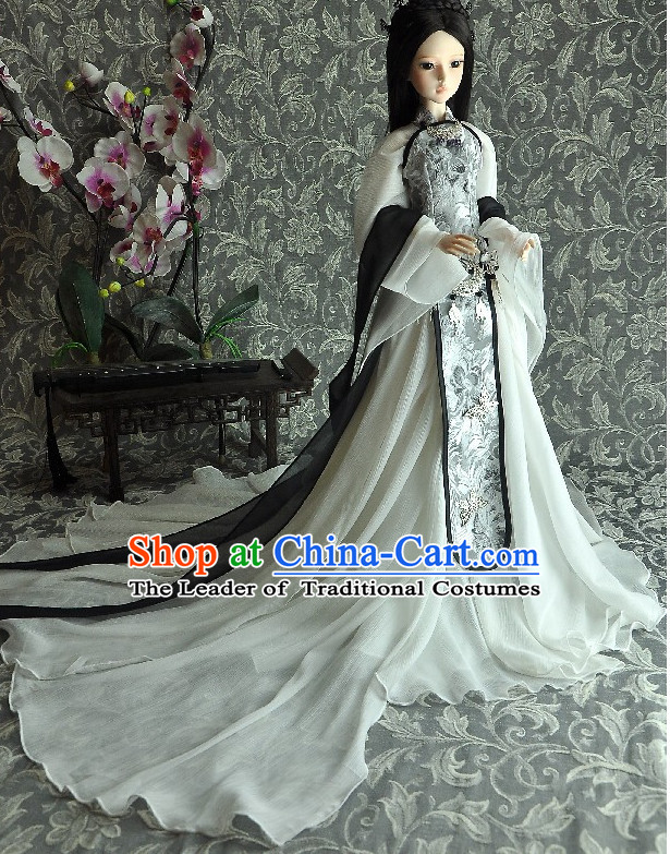 Ancient Chinese Style Dresses Princess Clothing Clothes Han Chinese Costume Hanfu and Hair Jewelry Complete Set for Women Adults Children