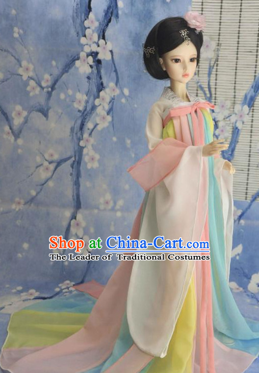 Ancient Chinese Style Dresses Tang Dynasty Clothing Clothes Han Chinese Costume Hanfu and Hair Jewelry Complete Set for Women Adults Children