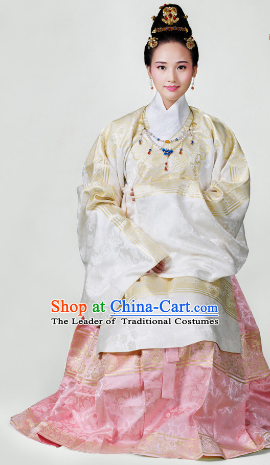 Chinese Style Dresses Kimono Dress Song Dynasty Outfits and Hat Complete Set for Girls