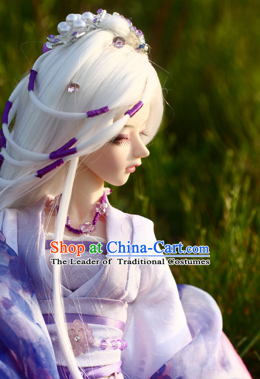 Ancient Chinese Style White Wigs and Hair Accessories