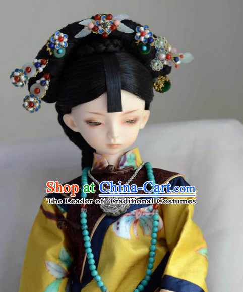 Ancient Chinese Female Princess Queen Empress Black Wigs and Hair Accessories