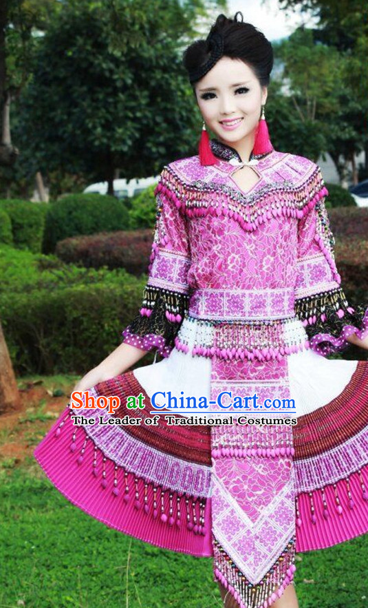 Chinese Traditional Miao Minority Princess Queen Empress Clothes and Hat Complete Set for Women