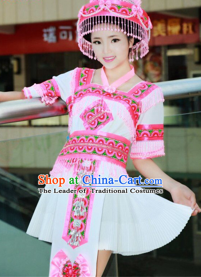 Chinese Traditional Miao Minority Princess Queen Empress Clothes and Hat Complete Set for Women