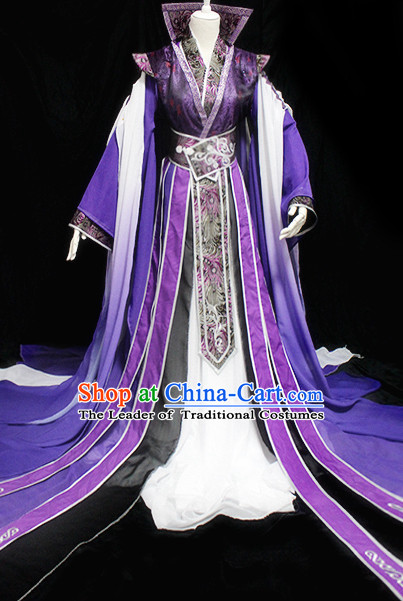 Chinese Ancient Empress Princess Queen Clothing and Headpieces Complete Set for Women Girls Adults Children