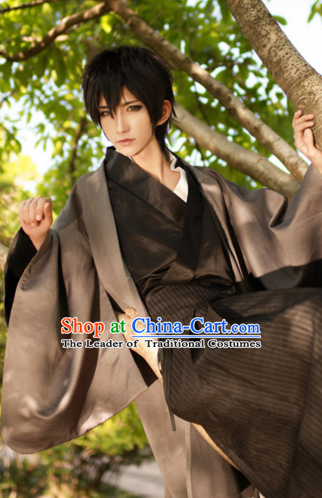 Ancient Japanese Swordsman Style Cosplay Costumes Clothes Complete Set for Men